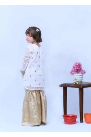 Mom4Little White Chiffon Gharara Set