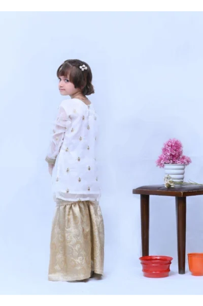 Mom4Little  White Chiffon Gharara Set - Image 3