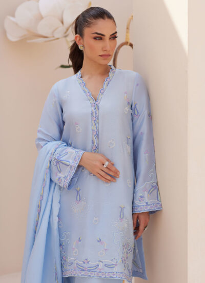 Bettie Cornflower Blue Shirt and Dupatta - Image 3