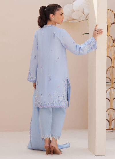 Bettie Cornflower Blue Shirt and Dupatta - Image 2