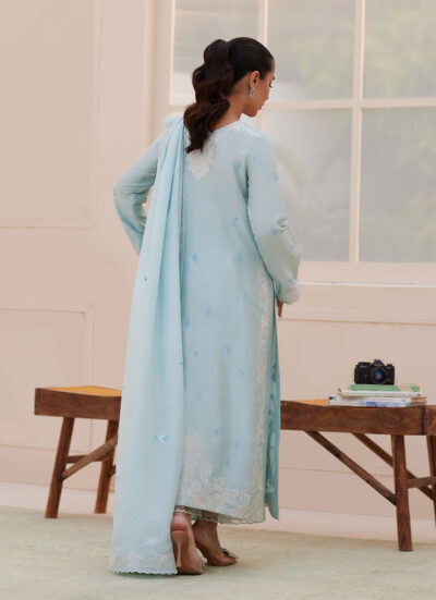 Carla Powder Blue Shirt and Dupatta - Image 2
