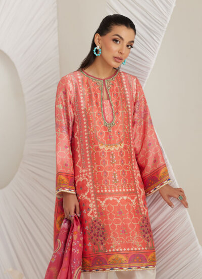 Lillia Tangerine Shirt and Dupatta - Image 3