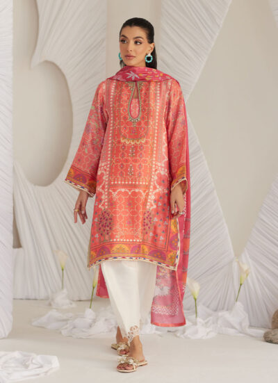 Lillia Tangerine Shirt and Dupatta - Image 5