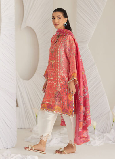 Lillia Tangerine Shirt and Dupatta - Image 4