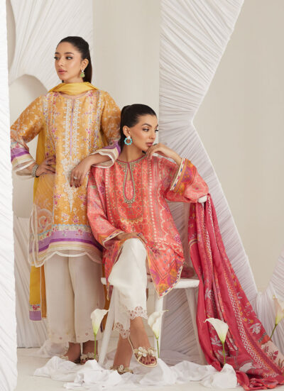 Lillia Tangerine Shirt and Dupatta - Image 9