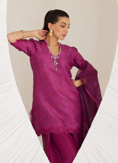 Sev Magenta Shirt and Dupatta - Image 3