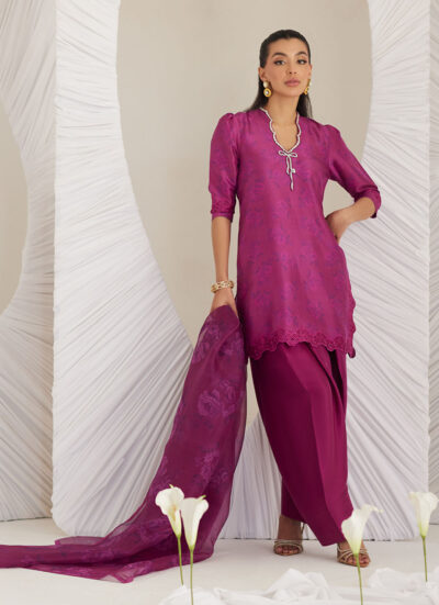 Sev Magenta Shirt and Dupatta - Image 6