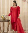 SAANJH - Cherry Red Formal Co-Ords - Image 3