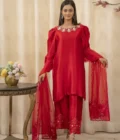 SAANJH - Cherry Red Formal Co-Ords - 2 PCS