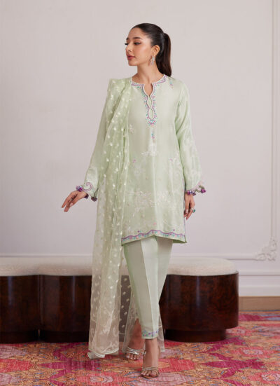 Pilar Mint Shirt And Dupatta - Image 3