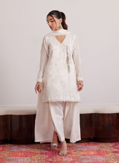 Calla Ivory Angarkha And Dupatta - Image 5