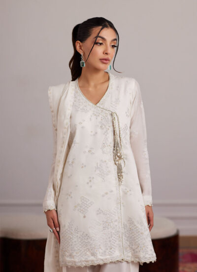 Calla Ivory Angarkha And Dupatta - Image 4