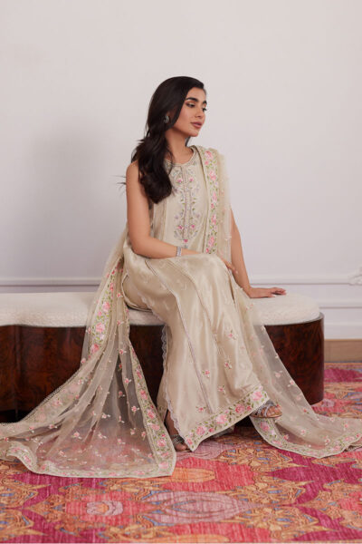 Everly Cream Shirt And Dupatta - Image 3