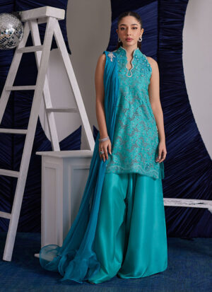 Binx Aqua Shirt And Dupatta