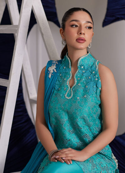 Binx Aqua Shirt And Dupatta - Image 6