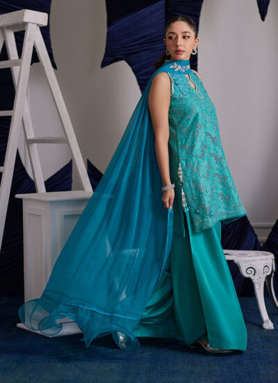 Binx Aqua Shirt And Dupatta - Image 5