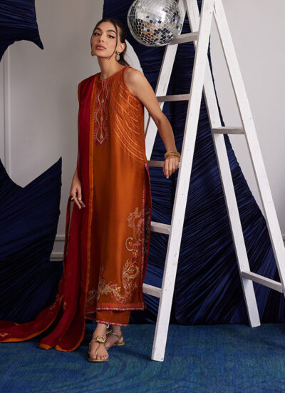 Zadie Burnt Orange Shirt And Dupatta - Image 3