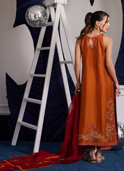 Zadie Burnt Orange Shirt And Dupatta - Image 8