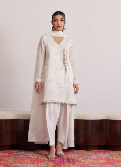 Calla Ivory Angarkha And Dupatta - Image 2