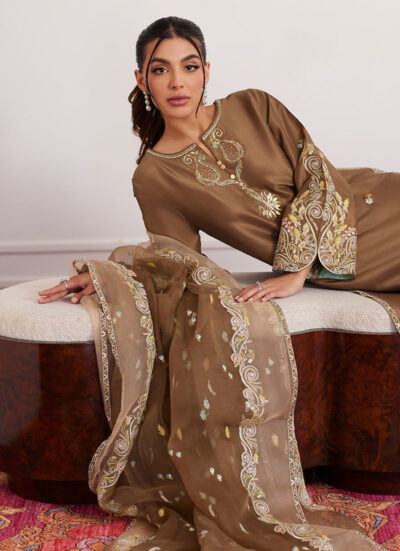 Thea Latte Shirt And Dupatta - Image 4