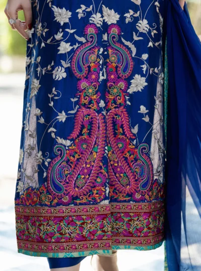 Blue Illusion Kashmiri Embroidery - Image 4