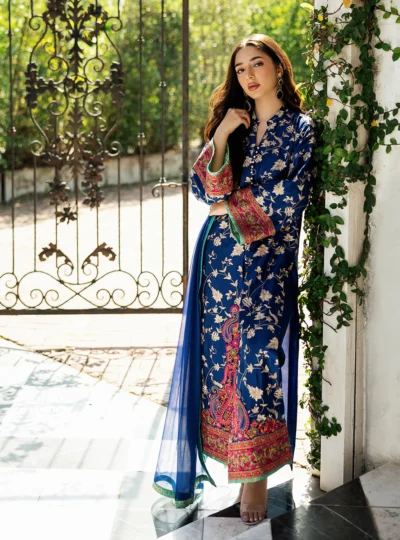Blue Illusion Kashmiri Embroidery - Image 6