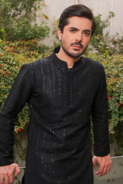 Black Designer Kurta Pajama 2 - Image 2