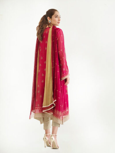 Printed Cotton Net Shirt And trousers with Dupatta 5 - Image 2