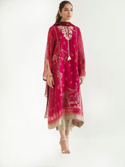 Printed Cotton Net Shirt And trousers with Dupatta 5 - Image 5
