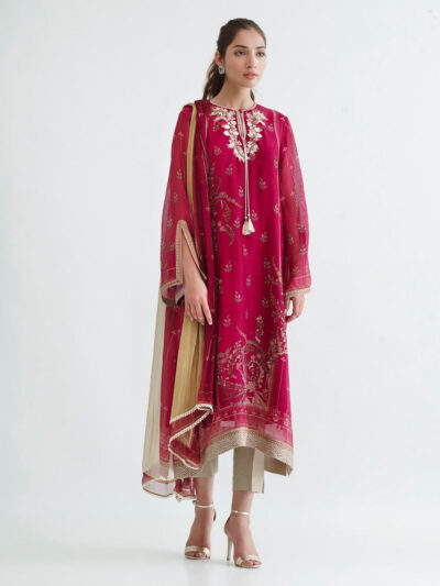 Printed Cotton Net Shirt And trousers with Dupatta 5 - Image 3