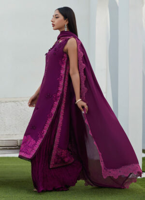 Amiah Aubergine Silk Embroidered Shirt and Dupatta - Rtd