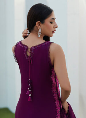 Amiah Aubergine Silk Embroidered Shirt and Dupatta - Rtd