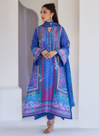 Revel Blue Shirt And Dupatta - Image 4