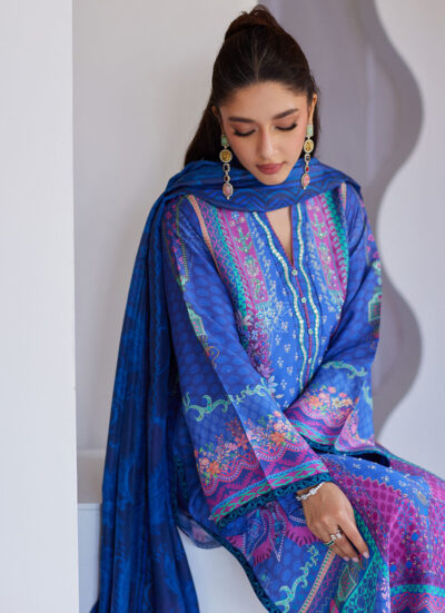 Revel Blue Shirt And Dupatta - Image 3