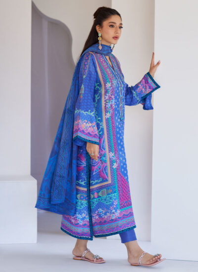 Revel Blue Shirt And Dupatta - Image 2