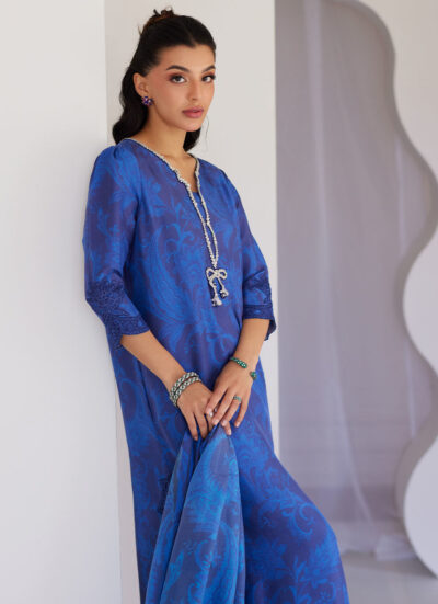 Azura Blue Shirt And Dupatta - Image 6