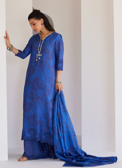 Azura Blue Shirt And Dupatta - Image 4
