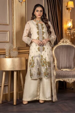 Fiests Shine Chiffon Unstitched 3 Pcs - Rtd
