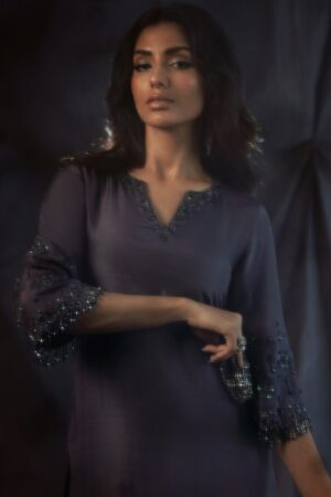Dusky Charcoal Rawsilk