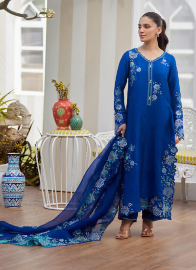 Tavia Cobalt Shirt and Dupatta - Image 8