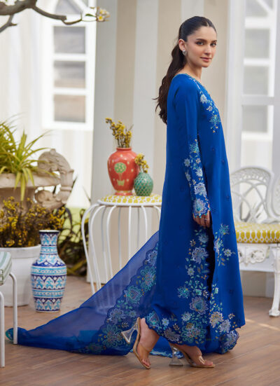 Tavia Cobalt Shirt and Dupatta - Image 3