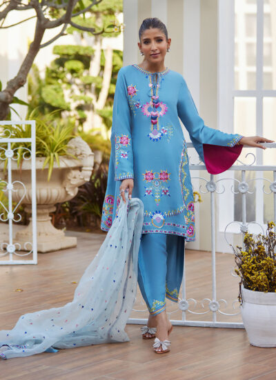Nyssa Blue Shirt and Dupatta - Image 5