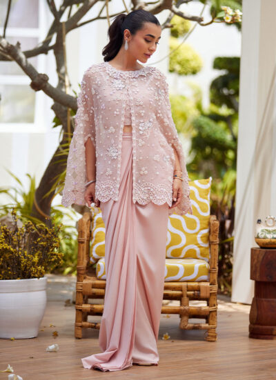 Cari Organza Cape and Pre-Drape Sari Skirt - Image 7