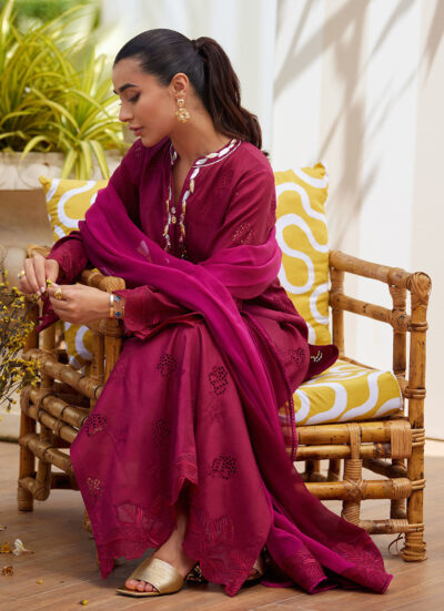 Aiko Burgundy Shirt and Dupatta - Image 5