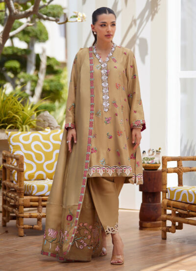 Lira Beige Shirt and Dupatta - Image 3