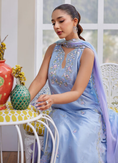 Zila Periwinkle Shirt and Dupatta - Image 4