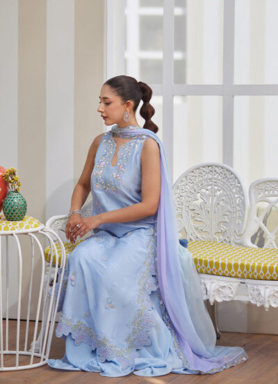 Zila Periwinkle Shirt and Dupatta - Image 3