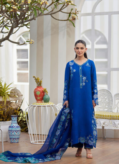 Tavia Cobalt Shirt and Dupatta - Image 6