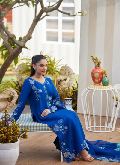 Tavia Cobalt Shirt and Dupatta - Image 5