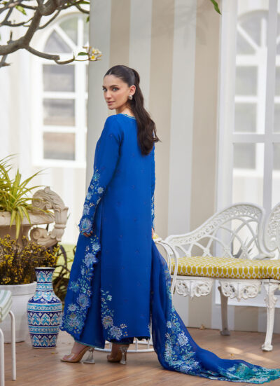 Tavia Cobalt Shirt and Dupatta - Image 4